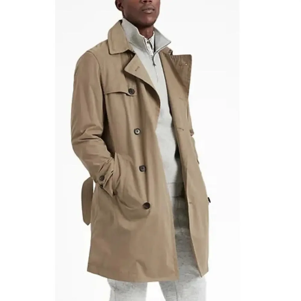 Banana Republic Classic Mens Trench Coat Removable Liner Size Medium NEW